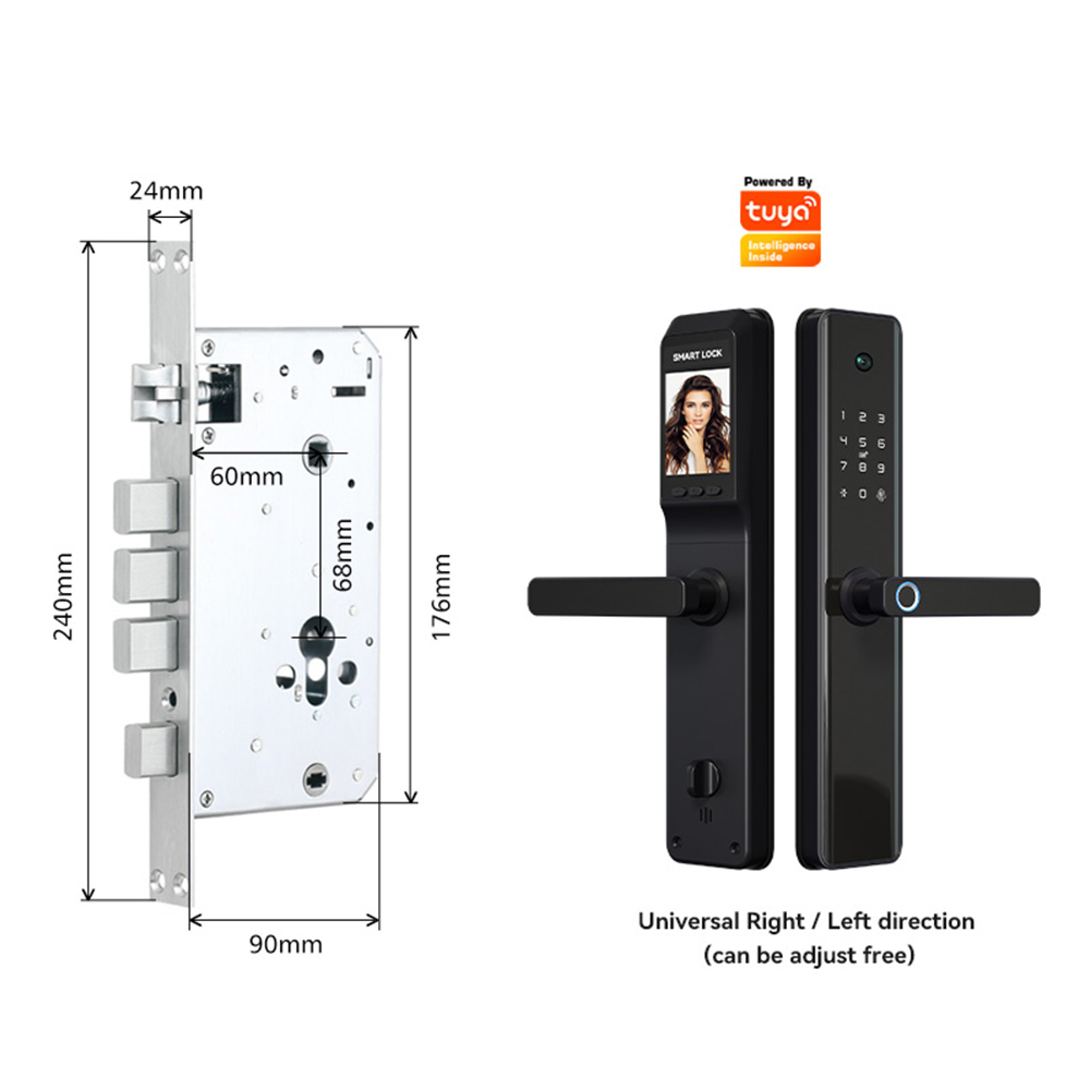 Smart Fingerprint Wireless Door Lock for Hotel And Card/Digital Door Lock for Hotel with Camera Tuya