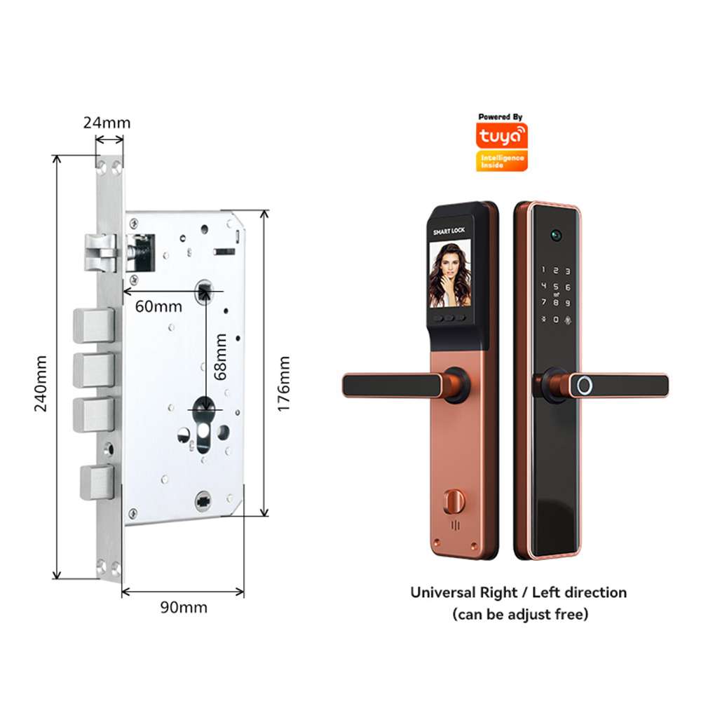 Smart Fingerprint Wireless Door Lock for Hotel And Card/Digital Door Lock for Hotel with Camera Tuya
