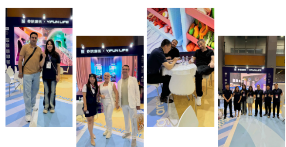 YIFUN LIFE team meeting international B2B clients at Asia Amusement Attractions Expo 2026 booth